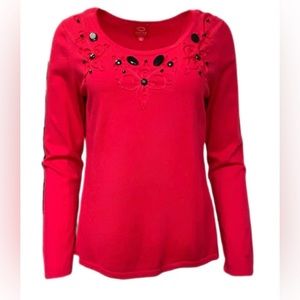 O Óscar by Oscar de la Renta Floral Appliqué Sweater